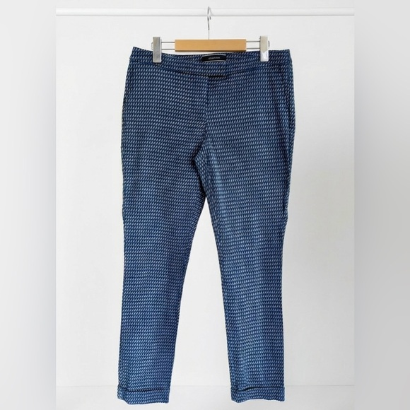 Le Château| Jacquard Blue and Tan Houndstooth Trouser Pants Sz 8 - Picture 2 of 8